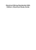 Electrical Wiring Residential 20th Edition Electrical Study Guide 2025&sol; 2026 100&percnt; Verified With Correct Questions and Answers Complete Residential Electrical Wiring Systems NEC Code Applications Installation Methods Grounding Bonding Safety Standards Exam
