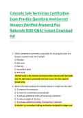 Colorado Safe Technician Certification &NewLine;Exam Practice Questions And Correct &NewLine;Answers &lpar;Verified Answers&rpar; Plus &NewLine;Rationale 2026 Q&A&vert; Instant Download &NewLine;Pdf 