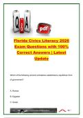 Florida Civic Literacy Exam &lpar;FCLE&rpar; 2026 Study Guide &vert; 100&plus; Practice Questions and Answers &vert; U&period;S&period; Constitution&comma; Supreme Court Cases&comma; Amendments&comma; Federalism & American Government