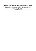 Electrical Wiring and Installation Key Sections and Definitions Electrical Study Guide 2025&sol; 2026 100&percnt; Verified With Correct Questions and Answers Complete Electrical Wiring Systems Installation Terminology Key Components Safety Standards NEC Code Applica