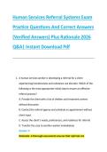 Human Services Referral Systems Exam &NewLine;Practice Questions And Correct Answers &NewLine;&lpar;Verified Answers&rpar; Plus Rationale 2026 &NewLine;Q&A&vert; Instant Download Pdf 