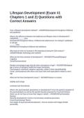 Lifespan Development &lpar;Exam &num;1 Chapters 1 and 2&rpar; Questions with Correct Answers