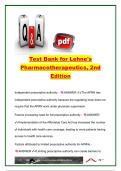 Lehne's Pharmacotherapeutics 2nd Edition Test Bank &vert; 150&plus; NCLEX Practice Questions and Answers &vert; Pharmacokinetics&comma; Pharmacodynamics&comma; APRN Prescriptive Authority&comma; Drug Interactions & Nursing Pharmacology Exam