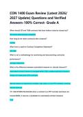 CON 1400 Exam Review &lpar;Latest 2026&sol; &NewLine;2027 Update&rpar; Questions and Verified &NewLine;Answers-100&percnt; Correct- Grade A 