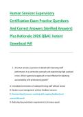 Human Services Supervisory &NewLine;Certification Exam Practice Questions &NewLine;And Correct Answers &lpar;Verified Answers&rpar; &NewLine;Plus Rationale 2026 Q&A&vert; Instant &NewLine;Download Pdf
