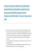 Human Services Worker Certification &NewLine;Exam Practice Questions And Correct &NewLine;Answers &lpar;Verified Answers&rpar; Plus &NewLine;Rationale 2026 Q&A&vert; Instant Download &NewLine;Pdf 