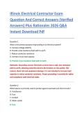 Illinois Electrical Contractor Exam &NewLine;Question And Correct Answers &lpar;Verified &NewLine;Answers&rpar; Plus Rationales 2026 Q&A &NewLine;Instant Download Pdf 