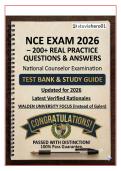 NCE EXAM 2026 &ndash; 200&plus; REAL PRACTICE QUESTIONS & ANSWERS &vert; LATEST TEST BANK