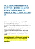 Compilation Bundle for ICC B1 Residential Building Inspector Practice Exams &mdash; Questions And Correct Answers &lpar;Verified Answers&rpar; Plus Rationale 2026 Q&A&vert; Instant Download Pdf