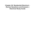 Chapter 29 Residential Electrical Review Questions and Answers Electrical Study Guide 2025&sol; 2026 100&percnt; Verified With Correct Questions and Answers Complete Residential Electrical Systems Chapter 29 Wiring Methods Installation Standards Safety Procedures Gr