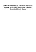26111-17 Residential Electrical Services Review Questions & Concept Checks Electrical Study Guide 2025&sol; 2026 100&percnt; Verified With Correct Questions and Answers Complete Residential Electrical Services Wiring Systems Load Calculations Safety Standards Ground