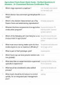 Agriculture Praxis Exam Study Guide - Verified Questions & Answers - A&plus; Guaranteed Success Certification Prep