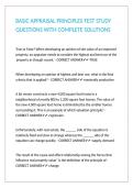 BASIC APPRAISAL PRINCIPLES TEST STUDY QUESTIONS WITH COMPLETE SOLUTIONS&NewLine;