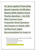 ICC Spray Applied Fireproofing &NewLine;Special Inspector Certification &NewLine;Newest &lpar;2026 Update&rpar; Actual &NewLine;Practice Questions &ndash; Set 150&plus; &NewLine;Most Common Exam &NewLine;Frequently Tested Questions &NewLine;And Answers In Details 100&percnt; &NewLine;Verified Exam Highly &NewLine;Recommendable For Grade 
