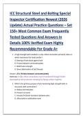 ICC Structural Steel and Bolting Special &NewLine;Inspector Certification Newest &lpar;2026 &NewLine;Update&rpar; Actual Practice Questions &ndash; Set &NewLine;150&plus; Most Common Exam Frequently &NewLine;Tested Questions And Answers In &NewLine;Details 100&percnt; Verified Exam Highly &NewLine;Recommendable For Grade A&plus;