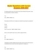 Dealer Questions with Correct Answers 2026-2027