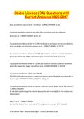 Dealer License &lpar;CA&rpar; Questions with Correct Answers 2026-2027