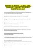 DEFENSIVE DRIVING COURSE&colon; FINAL EXAM QUESTIONS WITH CORRECT ANSWERS 2026-2027&NewLine;