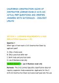 CALIFORNIA CONSTRUCTION CLEAN-UP&NewLine;CONTRACTOR LICENSE EXAM &lpar;C-61&sol;D-63&rpar;&NewLine;ACTUAL PREP QUESTIONS AND VERIFIED&NewLine;ANSWERS WITH RATIONALES - 2026&sol;2027&NewLine;UPDATE&NewLine;