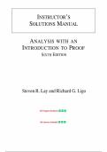 Instructor's Solutions Manual for Analysis with an Introduction to Proof&comma; 6th edition by Steven Lay&comma; Richard Ligo Chapter 1-9 &vert; All Chapters