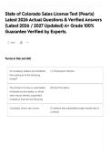 State of Colorado Sales License Test &lpar;Pearls&rpar; Latest 2026 Actual Questions & Verified Answers &lpar;Latest 2026 &sol; 2027 Updated&rpar; A&plus; Grade 100&percnt; Guarantee Verified by Experts&period;