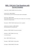BIOL 1104 Unit 4 Test Questions with Correct Answers