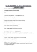 BIOL 1104 Final Exam Questions with Correct Answers