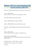 Biology 1108 unit 1 exam Questions with Correct Answers 2026-2027