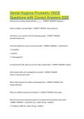 Dental Hygiene Prometric OSCE Questions with Correct Answers 2026