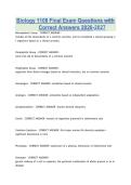 Biology 1108 Final Exam Questions with Correct Answers 2026-2027&period;