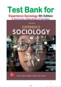 Test Bank for Experience Sociology 5th Edition by David Croteau&comma; William Hoynes and Tara Stamm isbn-978-1260726824