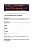 MHA 706 Financial Management 110 High-Yield Questions & Answers for Nursing&comma; Health Administration & Healthcare Managemen Midterm