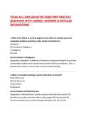 TEXAS ALL LINES ADJUSTER EXAM PREP PRACTICE QUESTIONS WITH CORRECT ANSWERS & DETAILED EXPLANATIONS
