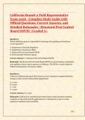 California Branch 2 Field Representative Exam 2026 - Complete Study Guide with Official Questions&comma; Correct Answers&comma; and Detailed Rationales &vert; Structural Pest Control Board &lpar;SPCB&rpar; &vert; Graded A&plus;