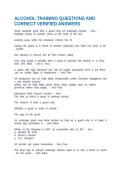 ALCOHOL TRAINING QUESTIONS AND CORRECT VERIFIED ANSWERS