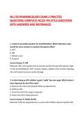 NU 150 PHARMACOLOGY EXAM 2 PRACTICE QUESTIONS COMPLETE NCLEX-PN STYLE QUESTIONS WITH ANSWERS AND RATIONALES