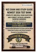 NCE Exam and Study Guide Newest 2026 Test Bank &vert; Complete 2000 Real Exam Questions & Correct Detailed Answers &lpar;Verified Answers&rpar; Already Graded A&plus; &vert; NCE Exam Prep 2026&sol;2027 &lpar;Most Recent&excl;&excl;&rpar;