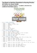 Test Bank for Nutrition Essentials for Nursing Practice 9th Edition by Dudek Test Bank ALL Chapters Included &lpar; 1 - 24&rpar; ISBN-13&colon; 9781975161125 &vert;COMPLETE TEST BANK &vert;Guide A&plus;&period;&NewLine;