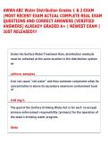 AWWA ABC Water Distribution Grades 1 & 2 EXAM &NewLine;&vert;MOST RECENT EXAM ACTUAL COMPLETE REAL EXAM &NewLine;QUESTIONS AND CORRECT ANSWERS &lpar;VERIFIED &NewLine;ANSWERS&rpar; ALREADY GRADED A&plus; &vert; NEWEST EXAM &vert; &NewLine;JUST RELEASED&excl;&excl;&excl; 