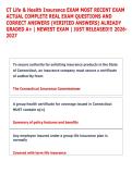 CT Life & Health Insurance EXAM MOST RECENT EXAM &NewLine;ACTUAL COMPLETE REAL EXAM QUESTIONS AND &NewLine;CORRECT ANSWERS &lpar;VERIFIED ANSWERS&rpar; ALREADY &NewLine;GRADED A&plus; &vert; NEWEST EXAM &vert; JUST RELEASED&excl;&excl;&excl; 2026&NewLine;2027 