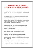FUNDAMENTALS OF NURSING &NewLine;QUESTIONS AND CORRECT ANSWERS 