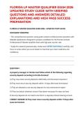 FLORIDA LP MASTER QUALIFIER EXAM 2026 UPDATED STUDY GUIDE WITH VERIFIED QUESTIONS AND ANSWERS DETAILED EXPLANATIONS AND HIGH PASS SUCCESS PREPARATION
