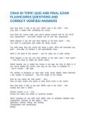 OSHA 30 TOPIC QUIZ AND FINAL EXAM FLASHCARDS QUESTIONS AND CORRECT VERIFIED ANSWERS