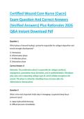 Certified Wound Care Nurse &lpar;Cwcn&rpar; &NewLine;Exam Question And Correct Answers &NewLine;&lpar;Verified Answers&rpar; Plus Rationales 2026 &NewLine;Q&A Instant Download Pdf 