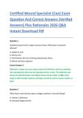 Certified Wound Specialist &lpar;Cws&rpar; Exam &NewLine;Question And Correct Answers &lpar;Verified &NewLine;Answers&rpar; Plus Rationales 2026 Q&A &NewLine;Instant Download Pdf 