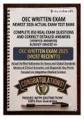 OEC Written Exam Newest 2026 Actual Exam Test Bank &vert; Complete 850 Real Exam Questions & Correct Detailed Answers &lpar;Verified Answers&rpar; Already Graded A&plus; &vert; OEC Written Exam 2025 &lpar;Most Recent&excl;&excl;&rpar;