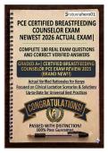 PCE Certified Breastfeeding Counselor Exam Newest 2026 Actual Exam &vert; Complete 180 Real Exam Questions & Correct Verified Answers &vert; Already Graded A&plus; &vert; Certified Breastfeeding Counselor PCE Exam Review 2025 &lpar;Brand New&excl;&excl;&rpar;
