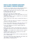 OSHA 10 TEST ANSWERS QUESTIONS AND CORRECT VERIFIED ANSWERS