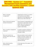 APM PMQ - Section 2&period;7 - Transition&NewLine;Management Exam Questions and&NewLine;Answers with Verified Solutions &vert; Latest&NewLine;Updated 2026&NewLine;