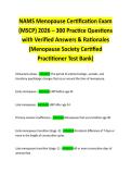 NAMS Menopause Certification Exam &lpar;MSCP&rpar; 2026 &ndash; 300 Practice Questions with Verified Answers & Rationales &lpar;Menopause Society Certified Practitioner Test Bank&rpar; 